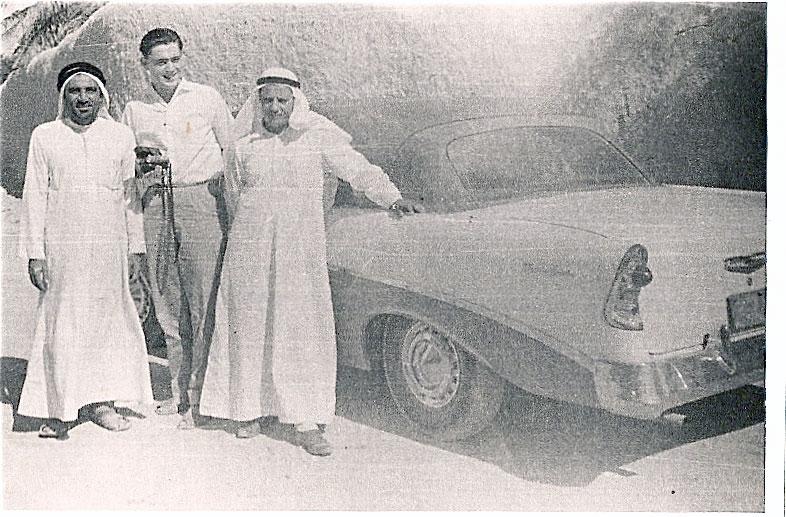 bdulatif Hamad Al-Falah with friends in Jahra, Chevy 1956.